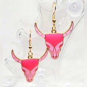7/$10 Pink Skull Earrings, New